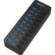 SABRENT 10-Port 60W Powered USB 3.0 Hub, Power - 10 3.0, Black picture