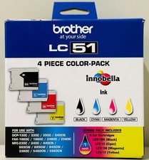 New Genuine Brother LC51 Black Color 4PK Ink Cartridges MFC-5460CN, MFC-5860CN picture