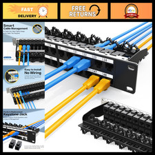 48 Port Cat6A Patch Panel RJ45 UTP Network with Smart Cable Management 19