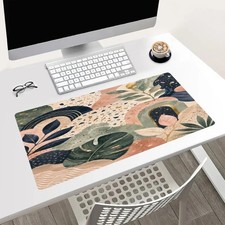 Abstract Botanical Mouse Pad 24x14in Large Desk Mat Boho Terrazzo Leaf Decor picture