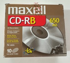 Maxell CD-RB Discs Recordable 650MB/74 Min/1x to 16x Pack of 10 NEW Sealed- FS picture