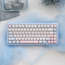 URE PBT Keycaps 130+ Keys Cherry Profile Dye Sub Pink Blue White Gradient ANSI picture