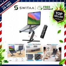 OMOTON LA10 360° Rotating Laptop Stand Riser Foldable Desk Mount for MacBook picture