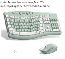 CK30 Pro Wireless Keyboard Mouse Combo Ergonomic Curved Quiet Keys Green/White picture