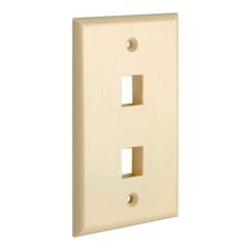 Keystone Wall Plate 2 Port 1-Gang Faceplate Standard Size Keystone Insert Ivory picture