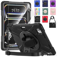 For iPad Pro 11/Air 13 2024 Heavy Duty Shoulder Strap Soft HD Screen Film Case picture