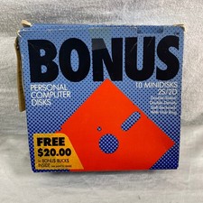 Vintage Bonus Verbatim Minidisks Floppy Disk MD2-D 2S/2D New Open Box Pack of 10 picture