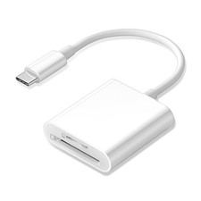 USB C SD Card Reader, Type C USB-C Dual Slot White  picture