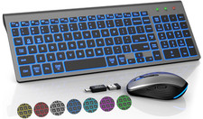 Teclado y Ratón Inalámbricos Retroiluminados Recargables RGB Compactos PC, Nuevo picture
