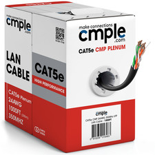 Cat5e Ethernet Cable 1000ft Plenum CMP Solid 24AWG UTP 350MHz Easy Pull Bulk picture