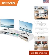 Ergonomic Dual Monitor Stand Riser with Drawer - Versatile Metal Desk Organizer picture