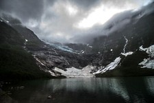 Landscape nature glacier lake mountains dark clouds Custom Gaming Mat Desk picture
