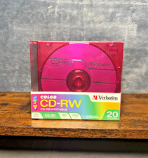 NEW Verbatim CD-RW 700MB 80Min 20 Disc Pack Assorted Colors in Slim Jewel Cases picture