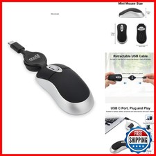 EEEKit Mini Wired USB C Mouse, 3-Button Retractable Corded Mouse, Black picture