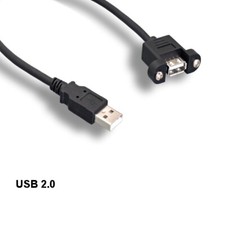 10x 3ft Panel-Mount USB 2.0 Type A Extension Cable 480 Mbps Sync Charge Data picture