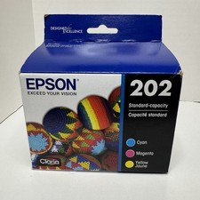 Genuine EPSON - 202 Standard Color 3 Ink Cartridges Combo - NEW SEALED 09/2027 picture