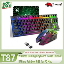 ZIYOULANG T87 Wireless Gaming Keyboard Mouse Combo 87Keys Rainbow RGB for PC Mac picture