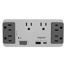 On-Q 6 Outlet Enclosure Surge Protector One Usb-A And One Usb-C Ac1062 picture