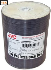 100-Pak JVC (made in Japan) WHITE THERMAL HUB Everest 16X DVD-R's in Tapewrap picture