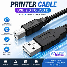 USB Printer Cable Type B Male to A Male USB 2.0 High Speed Scanner Data Cord 1PC picture