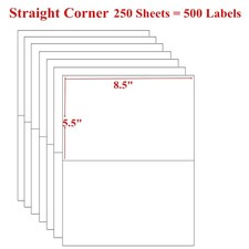 500 Shipping Labels 2 Per Sheet Blank Self Adhesive 8.5x5.5 for Laser picture