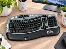 Logitech Comfort Wave K350 Wireless Ergonomic Keyboard Sage Green W/Receiver picture