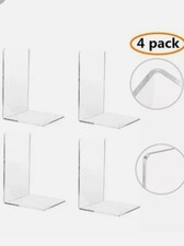 CY craft 4 Pieces Bookends,Clear Acrylic Bookends for Shelves,Heavy Duty Book picture