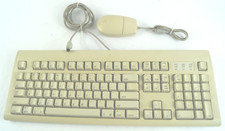 VTG Apple Design Keyboard M2980 w Apple Desktop Bus Mouse II M2706 WORKS B343 picture
