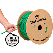 52networks Cat6A Plenum Solid Copper 1000ft 23AWG 750MHz 10Gbps UTP Cable Green picture