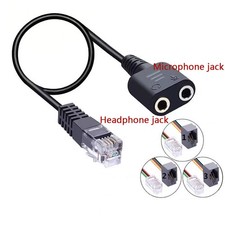 RJ9 RJ10 to 3.5mm Headset Adapter Cable with Mic for Office Desk Phone Landline picture
