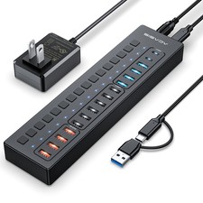 Acasis 5Gbps Powered USB 3.0 Hub 16 Port On/Off Switch High Speed Splitter picture