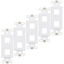 5x 2 Hole Port Keystone Jack Insert Decora Style Wall Plate Modular 1-Gang White picture