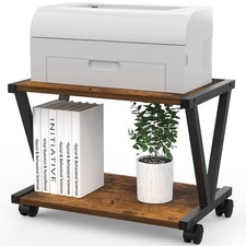 VEDECASA Printer Stand 2 Tier Wood V-Shape Frame Small Printers Rustic Brown picture
