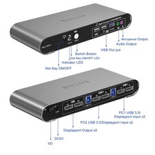 KVM Switch, 2 Display Port In 2 Monitor USB 3.0, 4K@144Hz w/Cables (TD22-4) picture