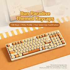 Cute MOG Profile PBT Keycap Set 138 Keys Mechanical Keyboard Cream Cartoon Style picture