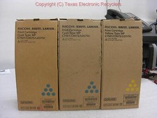 LOT OF THREE Richo Print Cartridges 2x- 841358 1x- 841360 for c7501/c9075/ld375c picture