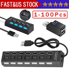 USB Hub 7 Port On/Off Switch High Speed Splitter AC Adapter Cable PC Laptop Lot picture
