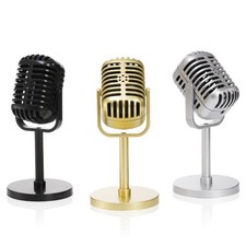 WRINGKIT 3 Pack Retro Microphone Prop, Vintage Microphone Model with Stand picture