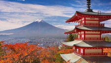 Landscape japan architecture pagoda red leaves fall Custom Gaming Mat Desk picture