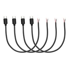 4Pcs 0.25m/0.82Ft USB C Pigtail Cable, 5V 2.4A Type C to 2 Pin Wires, Black picture