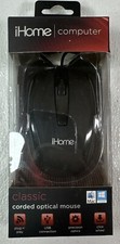NEW iHome Computer Classic Corded Optical USB Wired Black Mouse # IH-M600B picture
