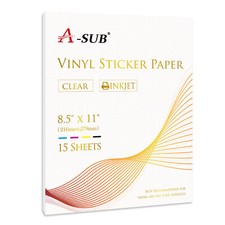 A-SUB Clear Sticker Paper Waterproof for Inkjet Printable Vinyl Sheets 8.5x11 picture