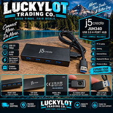 j5create JUH340 USB 3.0 4-Port Powered Hub 5Gbps Black - No AC Adapter picture