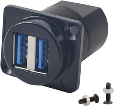 USB 3.0 Dual Socket Panel Mount Connector, Female to Female Pass Through Coupler picture
