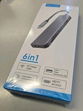 New Sealed - 6 in 1 Type C USB Hub - Type C,  USB 3.0 4K HDMI, Card Slots -NEW picture