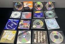 VINTAGE PC  CDROM DISCS LEARNING BIBLES ENCYCLOPEDIA ATLAS RACING LOT OF 16 picture