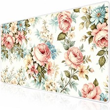 Floral Desk Mat Pink Rose Pattern Large Gaming Mouse Pad Keyboard Mat Women picture