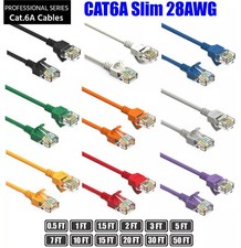 0.5 - 50 Ft CAT6A Slim RJ45 Network LAN Ethernet Copper Wire Color Patch Cable picture