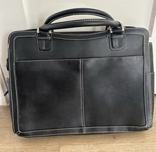 Franklin Covey Black Genuine Leather Briefcase Travel Bag 15x11x4