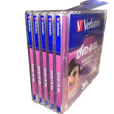5-Pack Mini Verbatim 2.6 GB 2.4X DVD+R DL Recordable Double Layer Disc picture